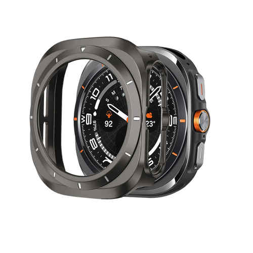 Bandz Samsung Galaxy Watch Ultra Bezel PC Hülle (Titan Grau mit Weiß)