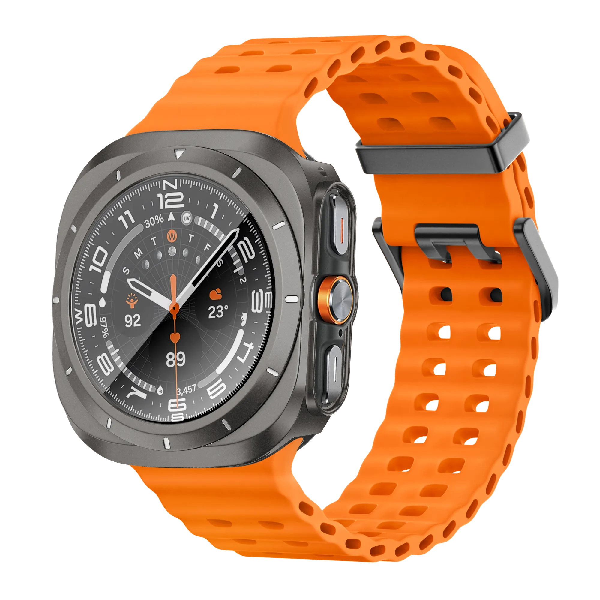 Bandz Samsung Galaxy Watch Ultra Bezel PC Hülle (Titan Grau mit Weiß)
