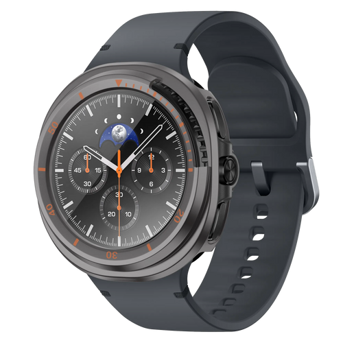 Bandz Samsung Galaxy Watch 8 Classic Bezel Cover mit Glas (Titan Grau/Orange)