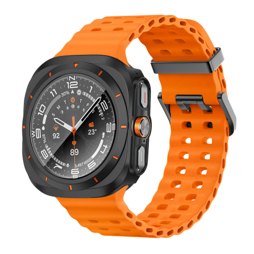 Bandz Samsung Galaxy Watch Ultra Bezel PC Hülle (Schwarz mit Orange)