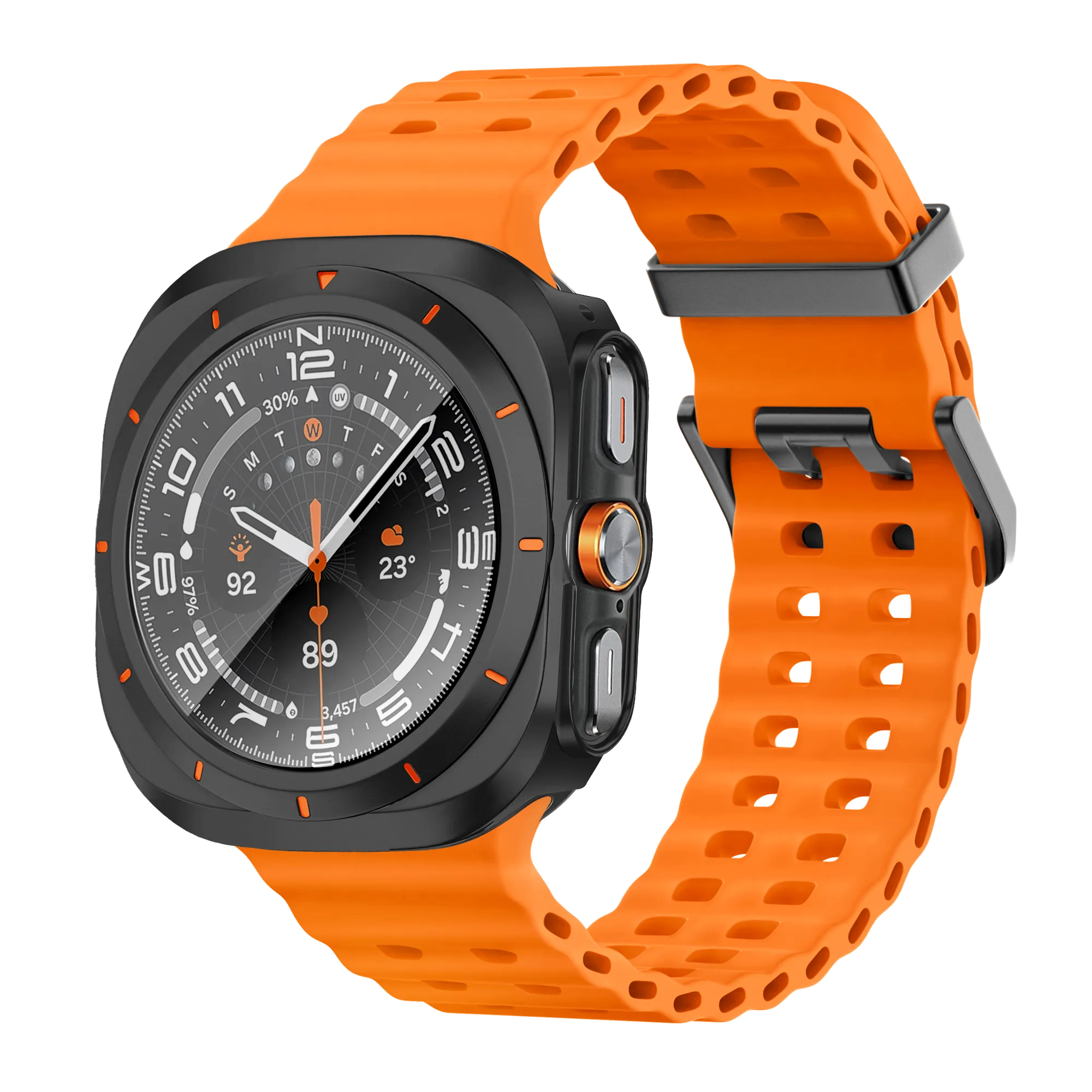 Bandz Samsung Galaxy Watch Ultra Bezel PC Hülle (Schwarz mit Orange)