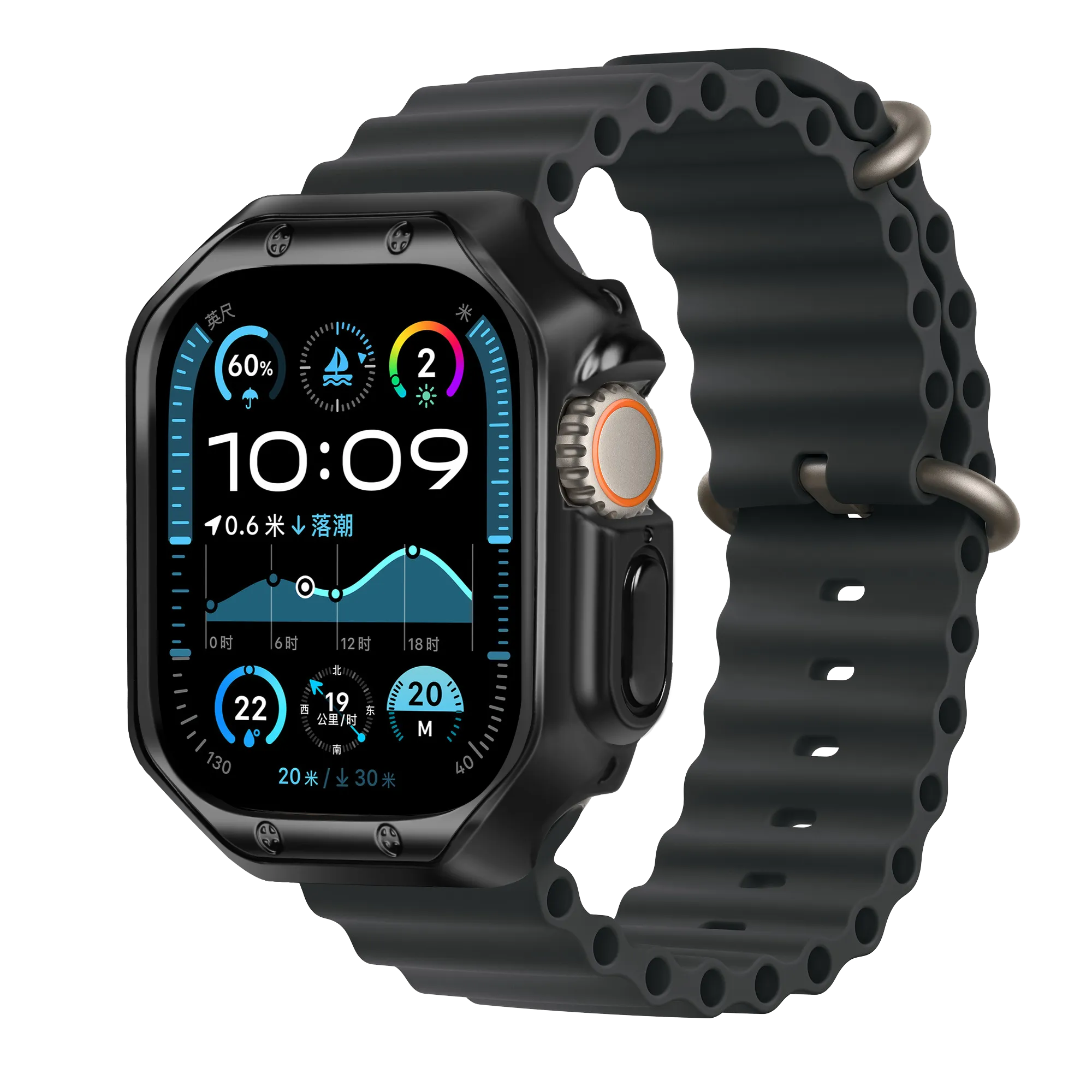 Bandz Apple Watch Ultra - 49mm galvanisiertes TPU-Gehäuse (Schwarz)