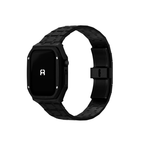 Reqior Apple Watch 45mm Hülle mit integriertem Stahlarmband (Schwarz)