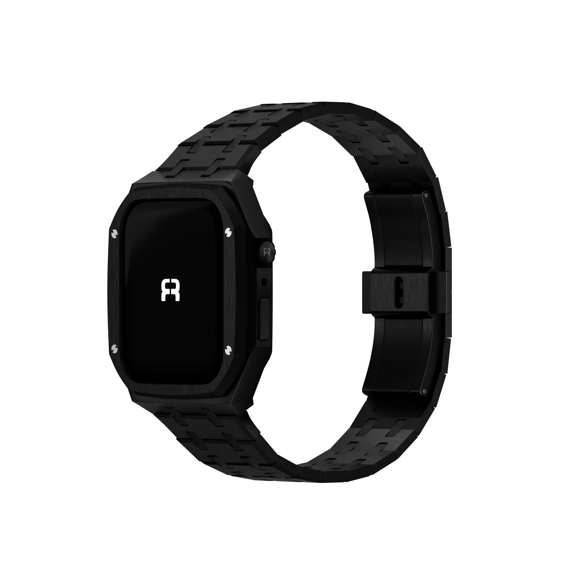 Reqior Apple Watch 45mm Hülle mit integriertem Stahlarmband (Schwarz)