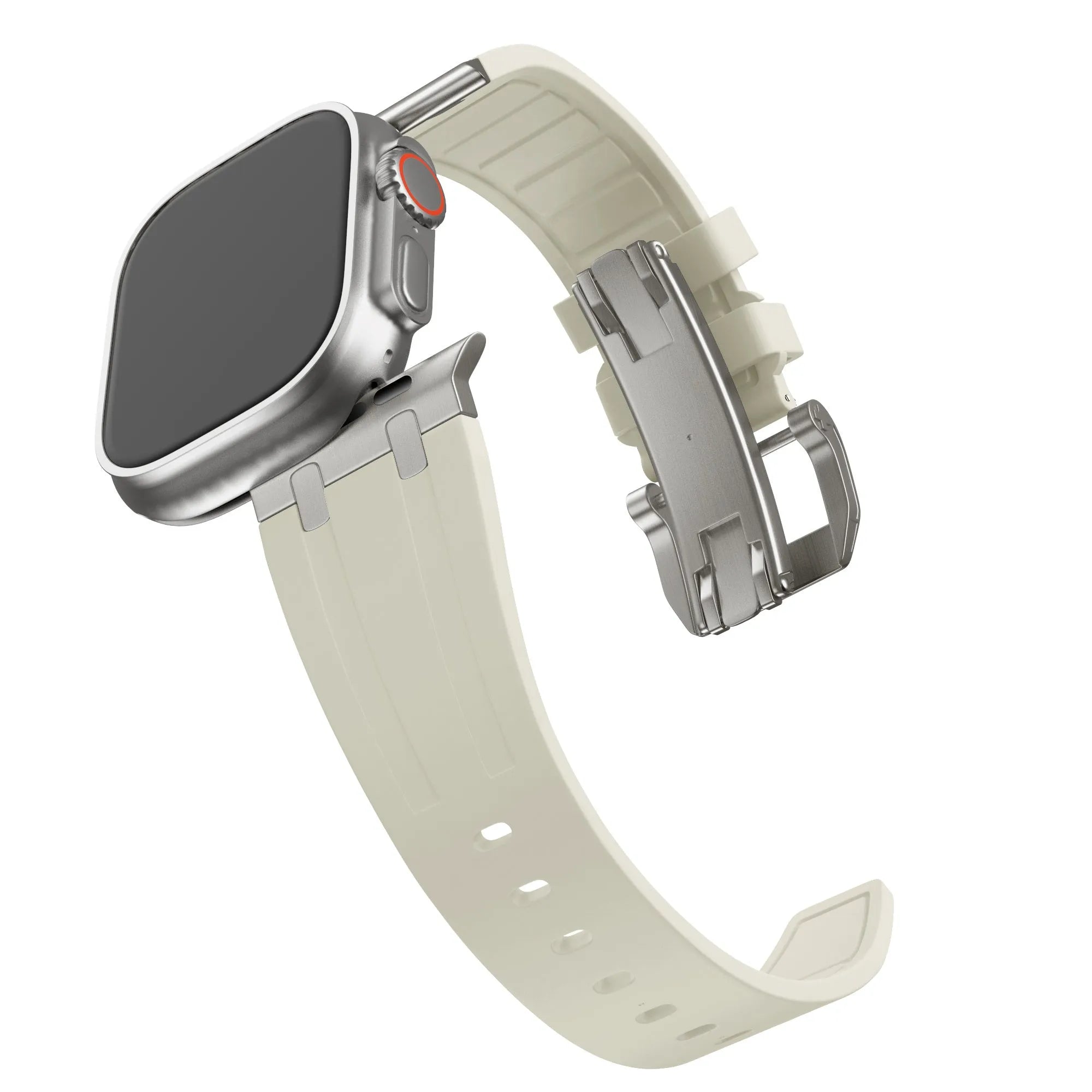 Balr. Apple Watch Ultra flüssiges Silikonarmband (Beige/Titan)