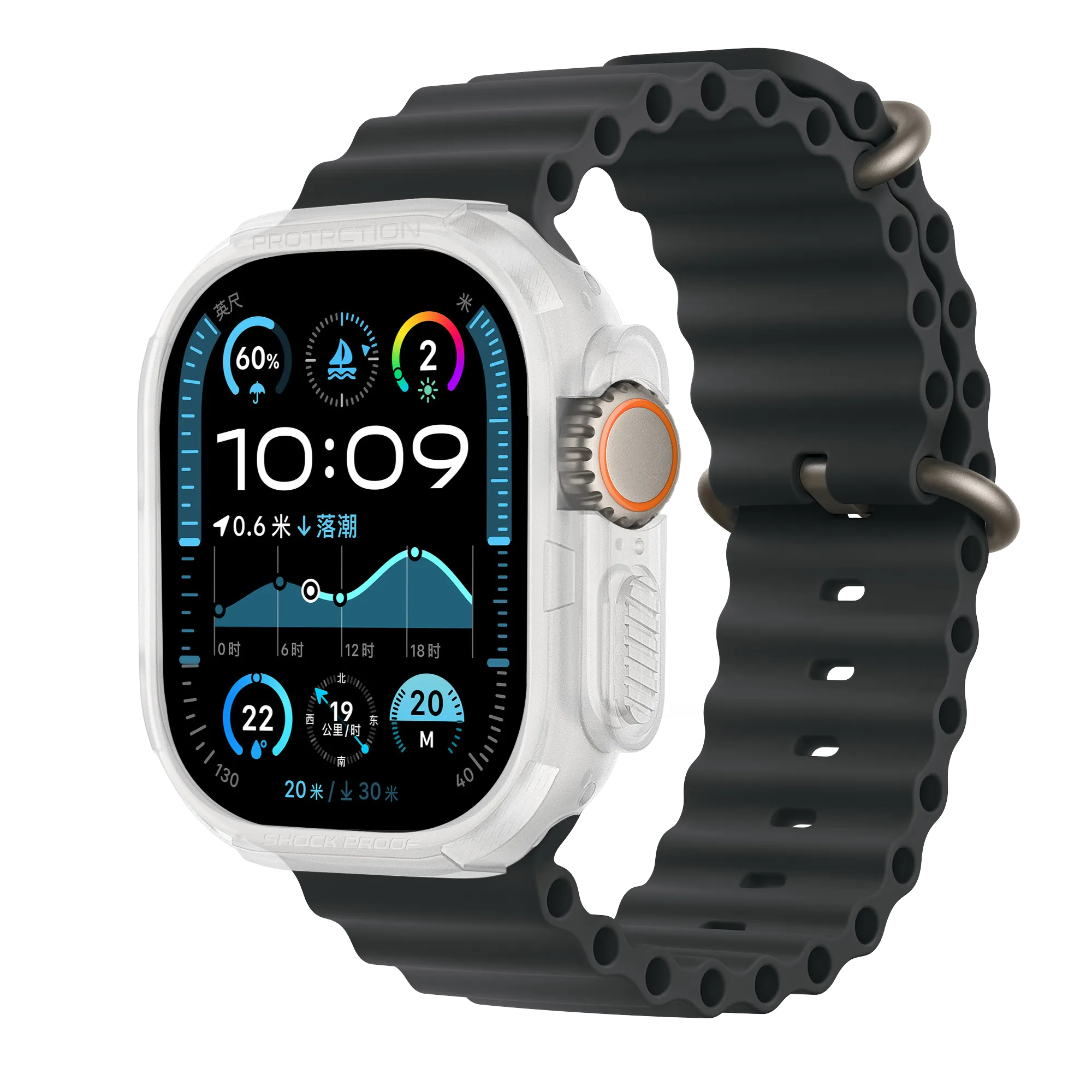 Bandz Apple Watch Ultra - 49mm robustes TPU-Hülle (Transparent)