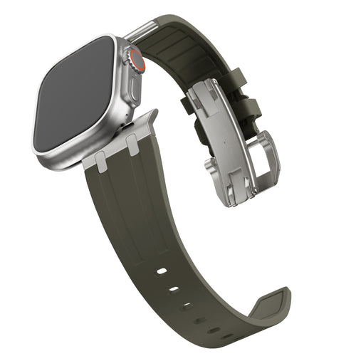 Bandz Apple Watch Ultra Silicone Strap 'Luxe Liquid' (Brown with Titanium)