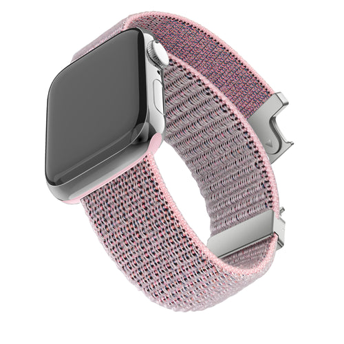Nylon Strap 'Classic' P-Buckle, pink sand, on a watch, 3/4 front view