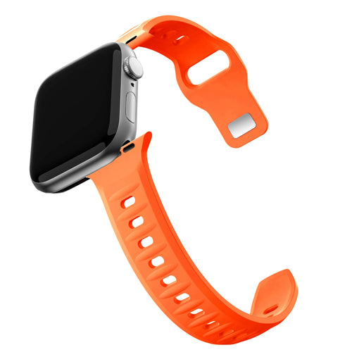 Silicone Strap 'Outdoor', orange, on a watch, 3/4 front view
