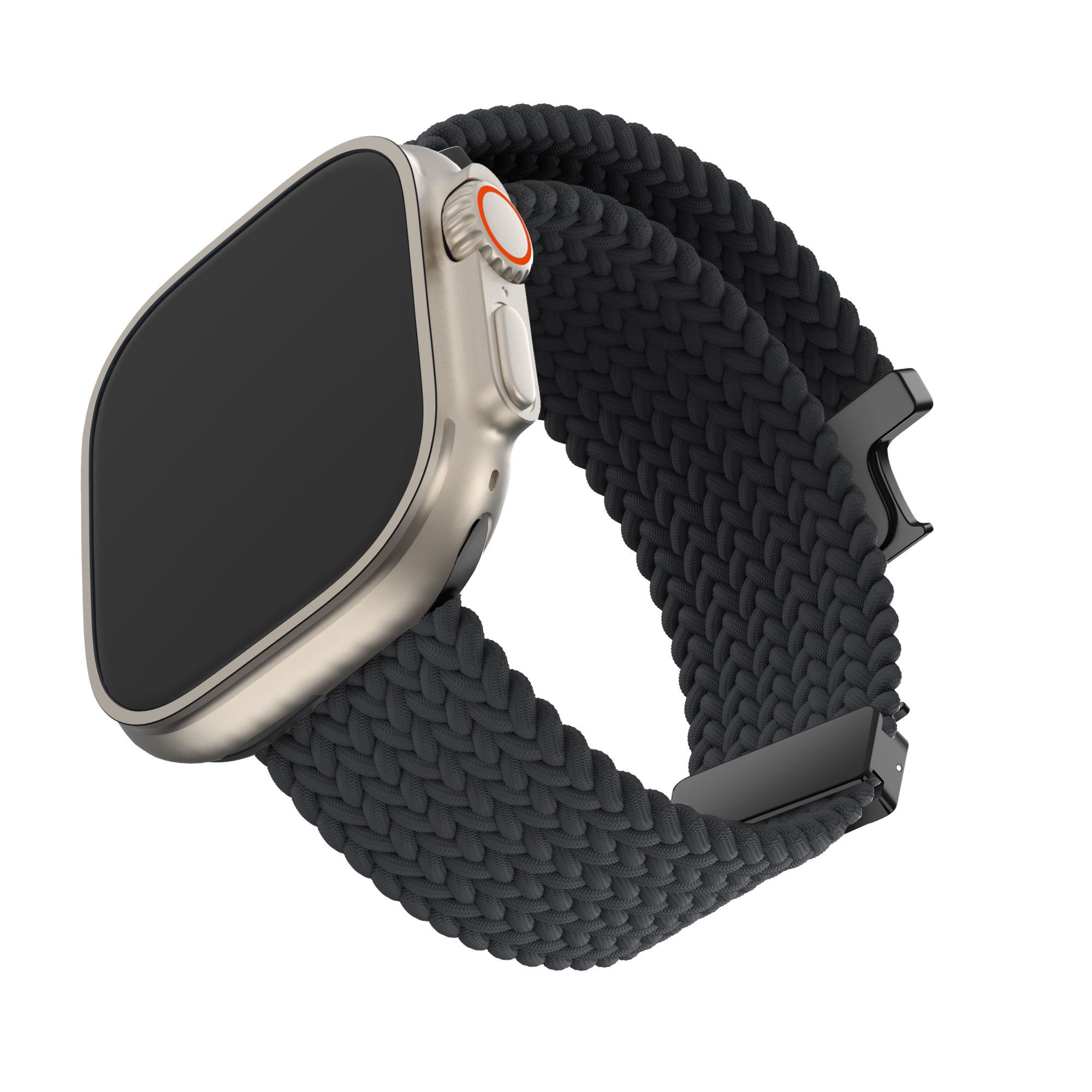 Bandz Apple Watch Ultra Geflochtenes Armband mit P-Schnalle (Schwarz)