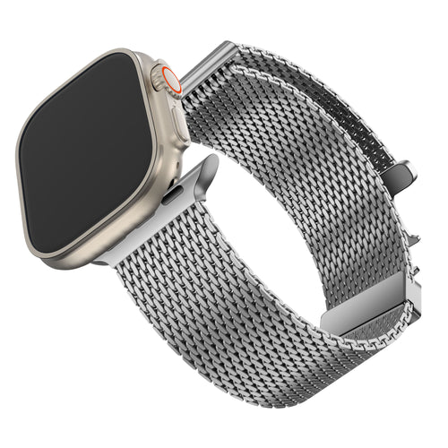 Bandz Apple Watch Ultra Milanese Loop Strap P-Buckle (Silver)