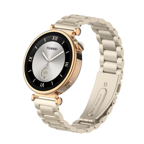 Steel Strap, starlight, on a watch, 3/4 front view