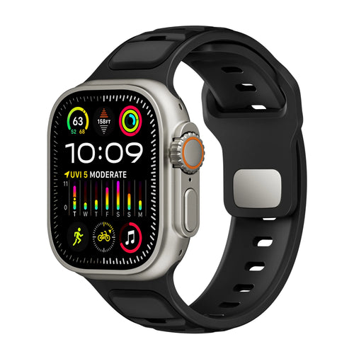 Silicone Premium Outdoor Strap, on a watch, 3/4 front view