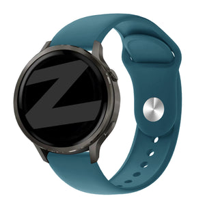 Silicone Sport Strap 'Deluxe', rock green, on a watch, 3/4 front view