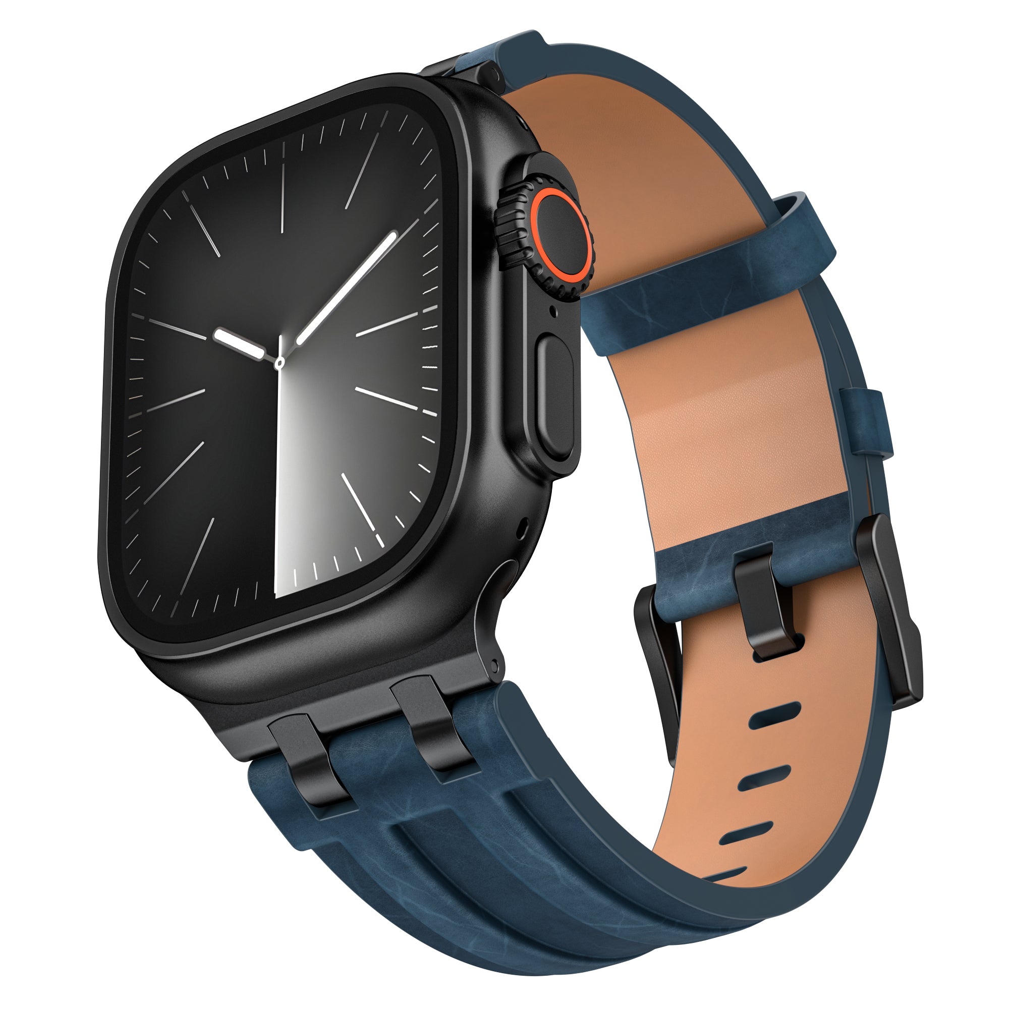 Apple Watch Ultra Solides Lederarmband (Dunkelblau)