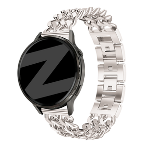 Metal Strap 'Double Chains', starlight, on a watch, 3/4 front view