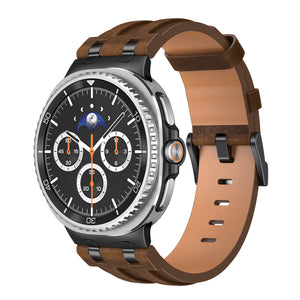 Samsung Galaxy Watch 8 - 44mm Solides Lederarmband (Dunkelbraun)