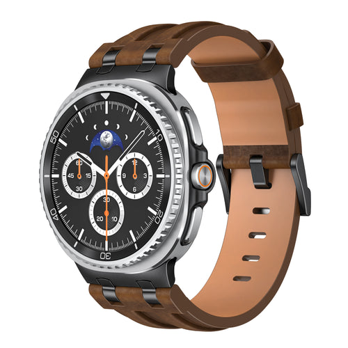 Samsung Galaxy Watch 8 - 44mm Solides Lederarmband (Dunkelbraun)