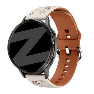 Bandz Garmin Venu 3s Silicone Strap 'Flowers' (Starlight/Brown)