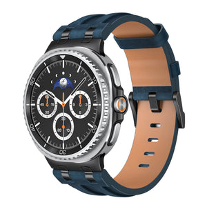 Samsung Galaxy Watch 8 - 44mm Solides Lederarmband (Dunkelblau)