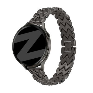 Metal Strap 'V-Type', black, on a watch, 3/4 front view