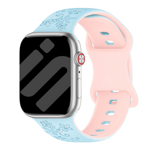 Apple Watch Flower Silikonarmband (Blau/Rosa)