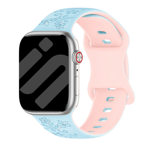 Apple Watch Flower Silikonarmband (Blau/Rosa)