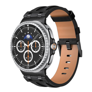 Samsung Galaxy Watch 8 - 40mm Solides Lederarmband (Schwarz)