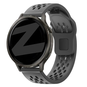 Silicone Strap 'Air', dark grey, on a watch, 3/4 front view