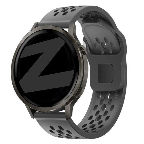 Silicone Strap 'Air', dark grey, on a watch, 3/4 front view