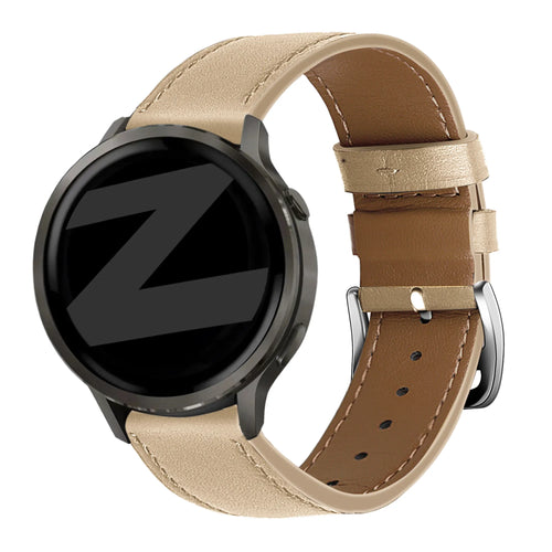 Bandz Garmin Forerunner 265s Leather Strap 'Deluxe' (Milk Tea)