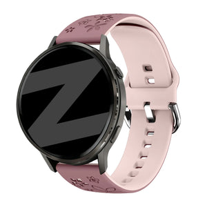 Bandz Garmin Venu 3s Silicone Strap 'Flowers' (Smoke Purple/Light Pink)