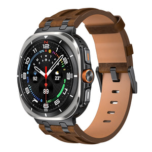 Samsung Galaxy Watch Ultra 2 Solides Lederarmband (Dunkelbraun)