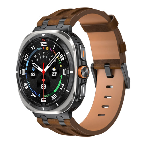 Samsung Galaxy Watch Ultra 2 Solides Lederarmband (Dunkelbraun)