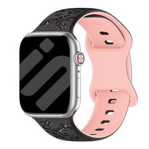Apple Watch Flower Silicone Strap (Black/Pink)