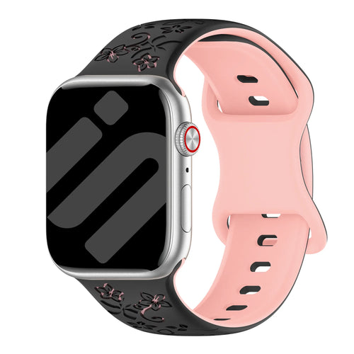 Apple Watch Flower Silicone Strap (Black/Pink)