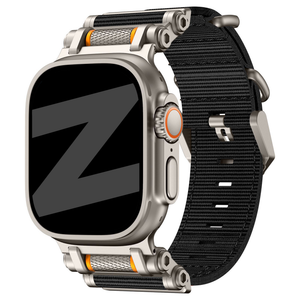 Bandz Apple Watch Ultra Nylon Armband 'Explorer' (Schwarz mit Titan)