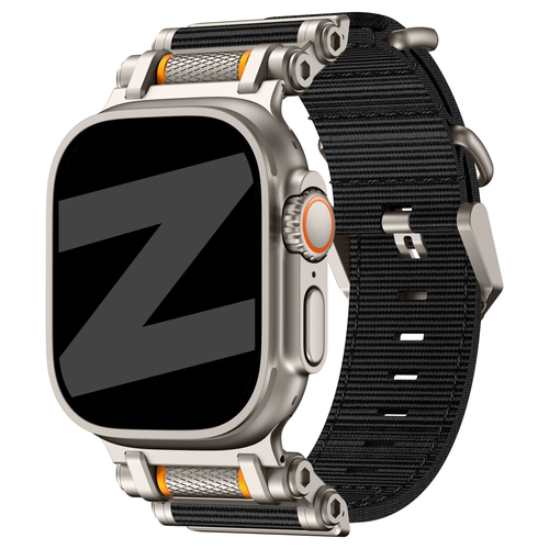 Bandz Apple Watch Ultra Nylon Armband 'Explorer' (Schwarz mit Titan)