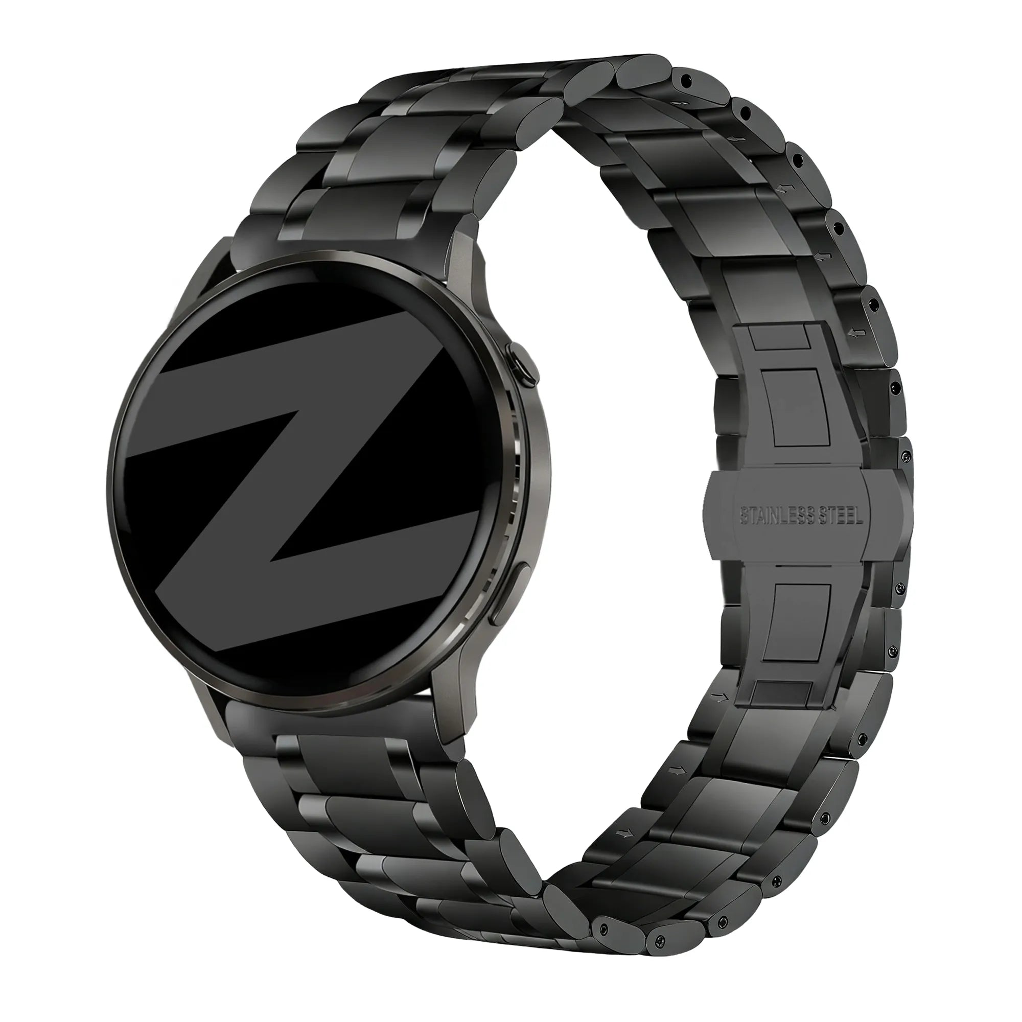 Bandz Garmin Forerunner 265s Stahl Gliederarmband 'Deluxe' (Schwarz)
