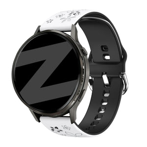 Bandz Garmin Forerunner 265s Silicone Strap 'Flowers' (White/Black)