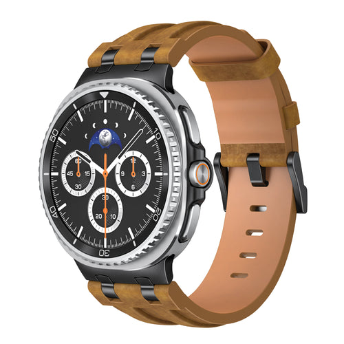 Samsung Galaxy Watch 8 - 44mm Solides Lederarmband (Braun)