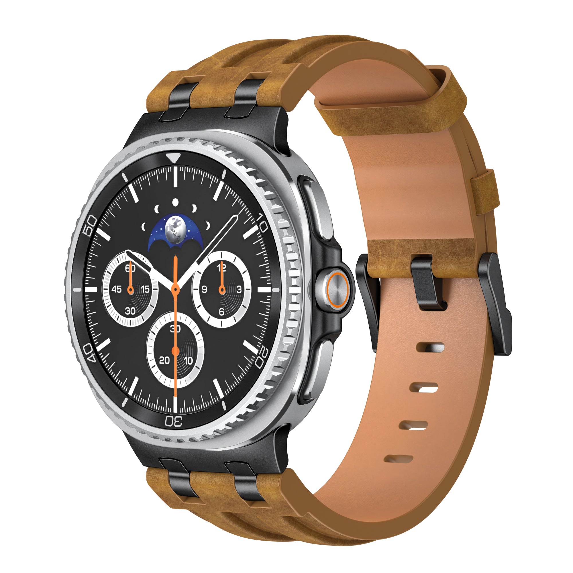 Samsung Galaxy Watch 8 - 44mm Solides Lederarmband (Braun)