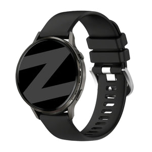 Silicone Strap 'Classic', black, on a watch, 3/4 front view