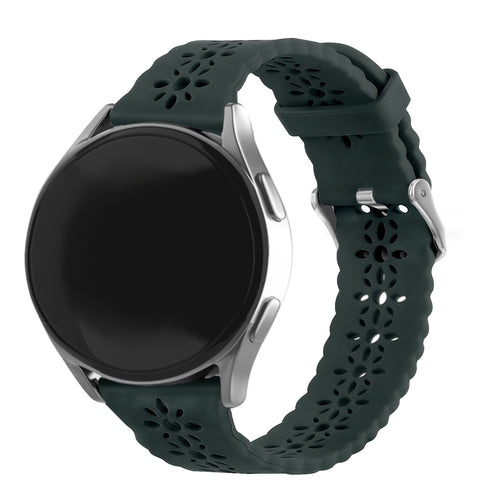 Patterned Silicone Strap, viridian, on a watch, 3/4 front view
