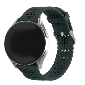 Patterned Silicone Strap, viridian, on a watch, 3/4 front view
