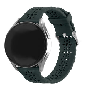 Patterned Silicone Strap, viridian, on a watch, 3/4 front view