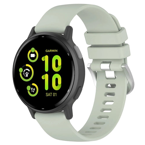 Silicone Classic Strap, light green, on a watch, 3/4 front view