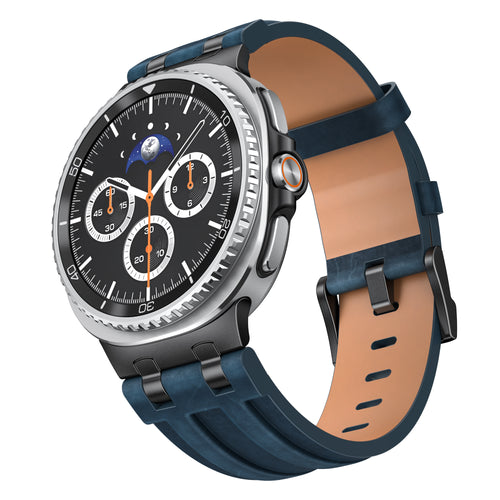 Samsung Galaxy Watch 8 Classic Solides Lederarmband (Dunkelblau)
