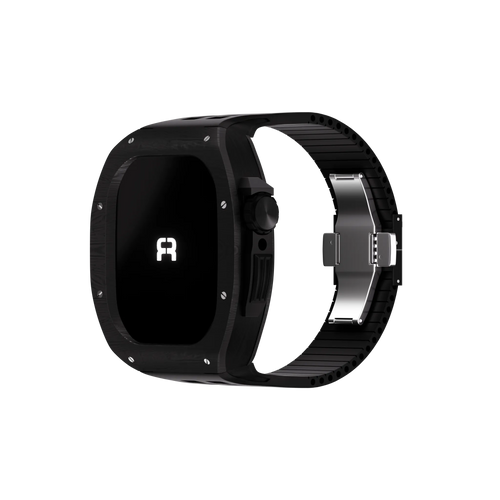 Reqior Apple Watch 45mm Polymer Hülle mit integriertem Gummi-Armband (Ruß)