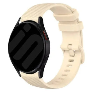 Premium Silicone Strap, beige, on a watch, 3/4 front view